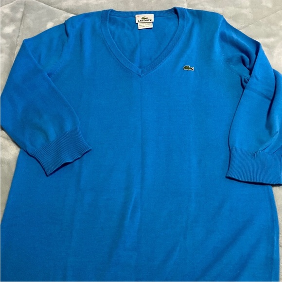 EUC! Lacoste blue 3/4 sleeve sweater. Size 40 which is equivalent to a medium. - Picture 1 of 6